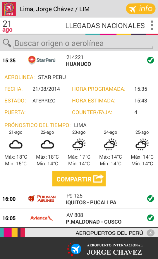 Peru Flights App / Flight Detail - Android