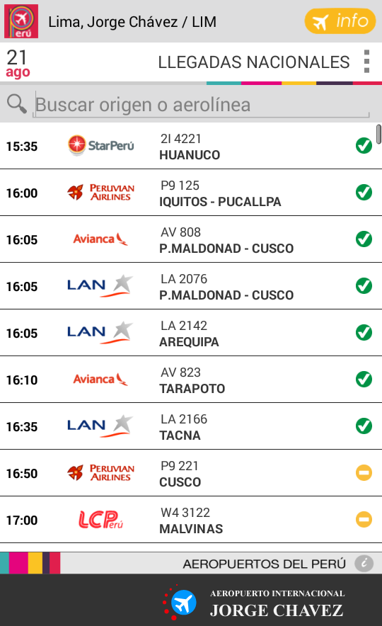 Aeropuertos del Perú App / Vuelos - Android
